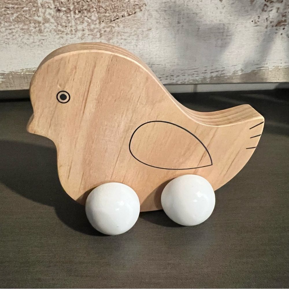 Hallmark Brown and White Bird Toy with Rolling Wheels